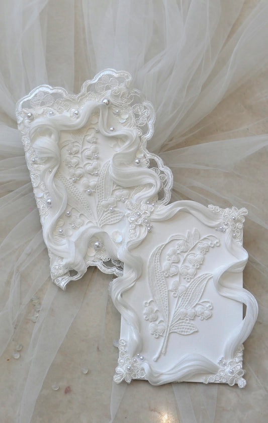 Wedding Vow Book Set- Handmade Lace Edition